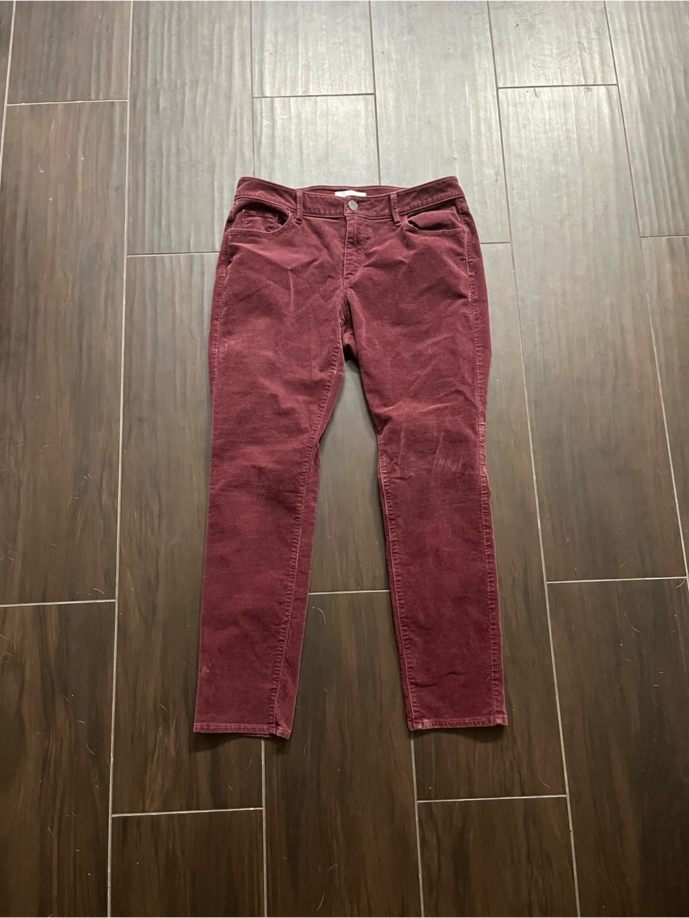 Loft Burgundy Corduroy Skinny Pants